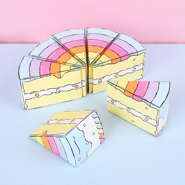 10 Stück dreieckige Papier-Geschenkboxen in Mehrfarben für Kekse, Süßigkeiten und Desserts bei deiner Party oder deinem Kindergeburtstag - Bild 1