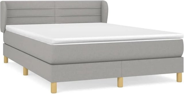 vidaXL Boxspringbett mit Matratze Hybrid-Design in Hellgrau, B/T: 140 x 200 cm - Bild 1