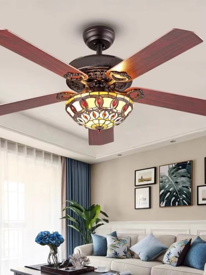 JIANKEXING Retro Deckenventilator mit Licht und Holzflügeln in Mehrfarben - Bild 5