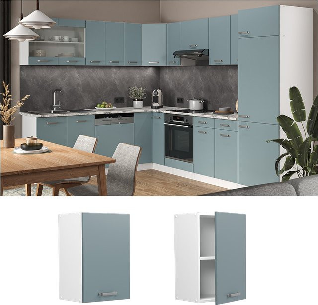 Vicco R-Line Hängeschrank Küchenschrank modern Weiß Blau Grau B: 40 cm, H: 60 cm, T: 31 cm - Bild 1