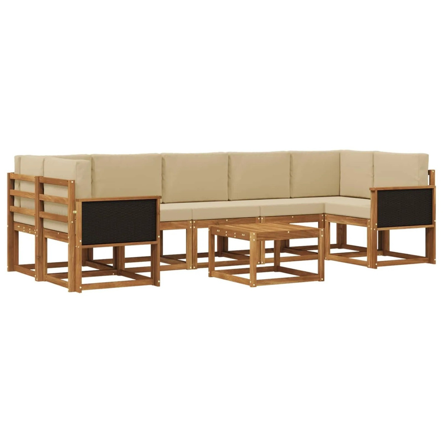 vidaXL Outdoor-Sofagarnitur aus Akazienholz mit 6 Kissen in Beige - Bild 2