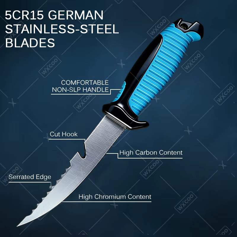 WXCOO Edelstahl-Kochmesser als multifunktionales Filetiermesser und Fischschuppenmesser mit Schutzhülle aus Kunststoff - Bild 4