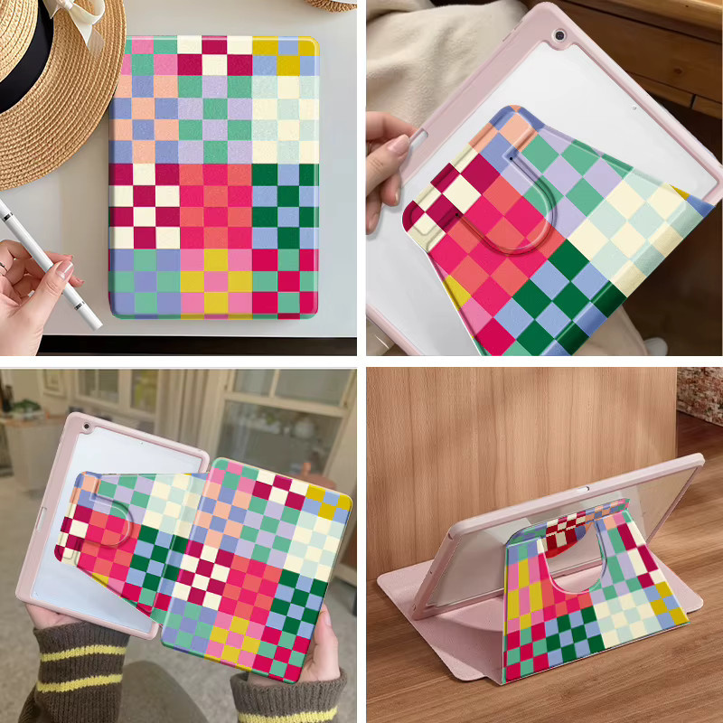 OLAIKE Acryl 360 Grad Drehbare iPad Hülle mit kapazitivem Stift für iPad 5. bis 10. Generation, iPad Pro 11 und iPad Mini 6/7 in Multicolour - Bild 2