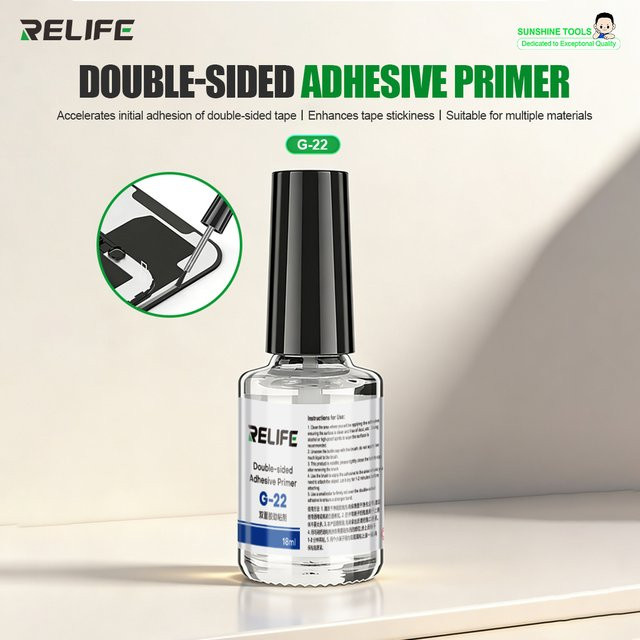 RELIFE G-22 Doppelseitiger Klebstoff-Primer für Kunststoff, Glas und Handyrahmen in Transparent mit integriertem Pinsel zur Verbesserung der Haftung - Bild 1