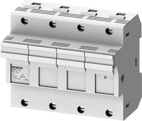 Siemens Zylindersicherungshalter 3NW7161, 50 A, 690 V/AC, Weiß - Bild 1