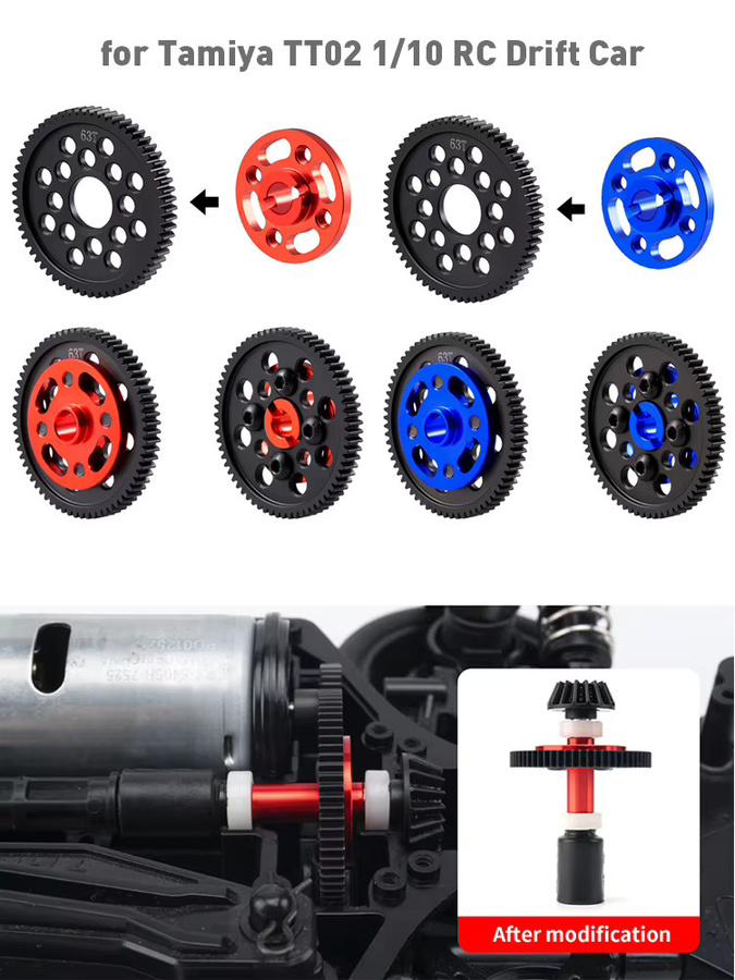 YEAHRUN Hauptgetriebe Kit Set, Zubehör, Metall, für Tamiya TT02 1/10 RC Drift Auto - Bild 5