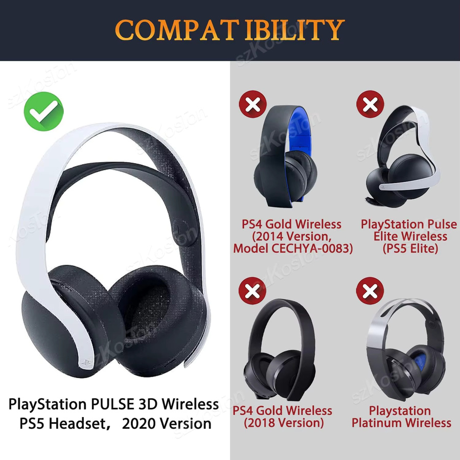 Sony Ersatz-Ohrpolster für PS5 Pulse 3D Wireless Headset mit Kühlgel und Memory-Schaum in Schwarz - Bild 2