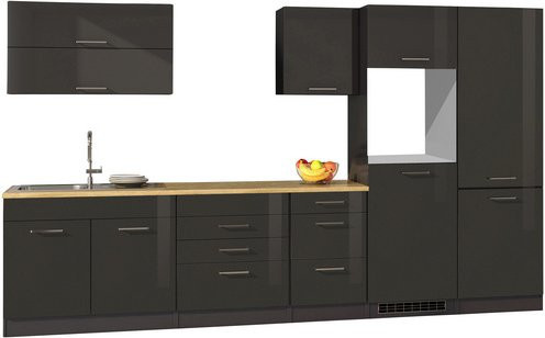 Küchenzeile Held Möbel Mailand in Grau Hochglanz, B/T/H: 350 x 60 x 200 cm - Bild 2
