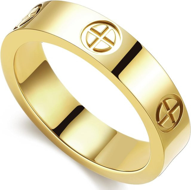 Ring, vergoldeter Edelstahl, Gold, Damen, Ringgröße 10 - Bild 1