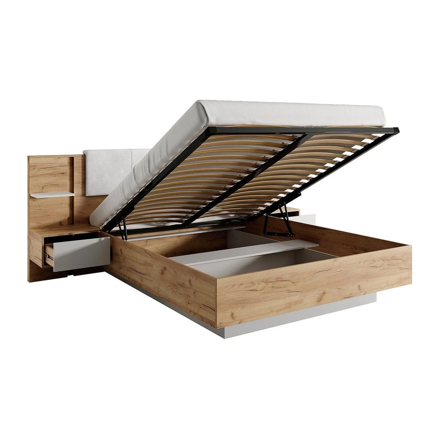 Bett mit Bettkasten Elynia in Weiß mit Maßen B: 160 cm, H: 256,4 cm - Bild 2