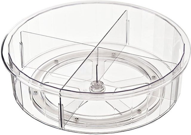 Drehbarer Aufbewahrungsdrehteller von CosyHome in Transparent und White aus PET mit Fächern für Gewürze, Snacks oder Kosmetik - Bild 1