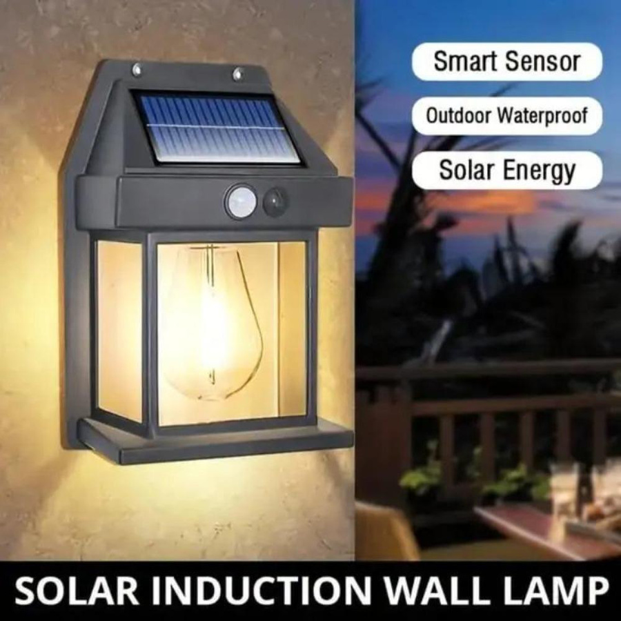 LIUXING Fire Solar Wandleuchten im 4er-Set mit Bewegungssensor und LED-Glühbirne, wasserdicht IP65, Schwarz - Bild 9
