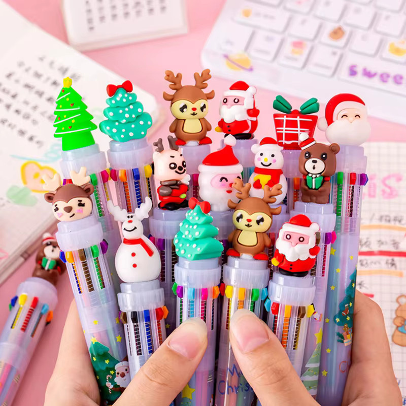 Alivparty Weihnachtliche Kugelschreiber Set in Mehrfarbig mit Schneemann und Elch als Geschenk für Kinder und Büro - Bild 3