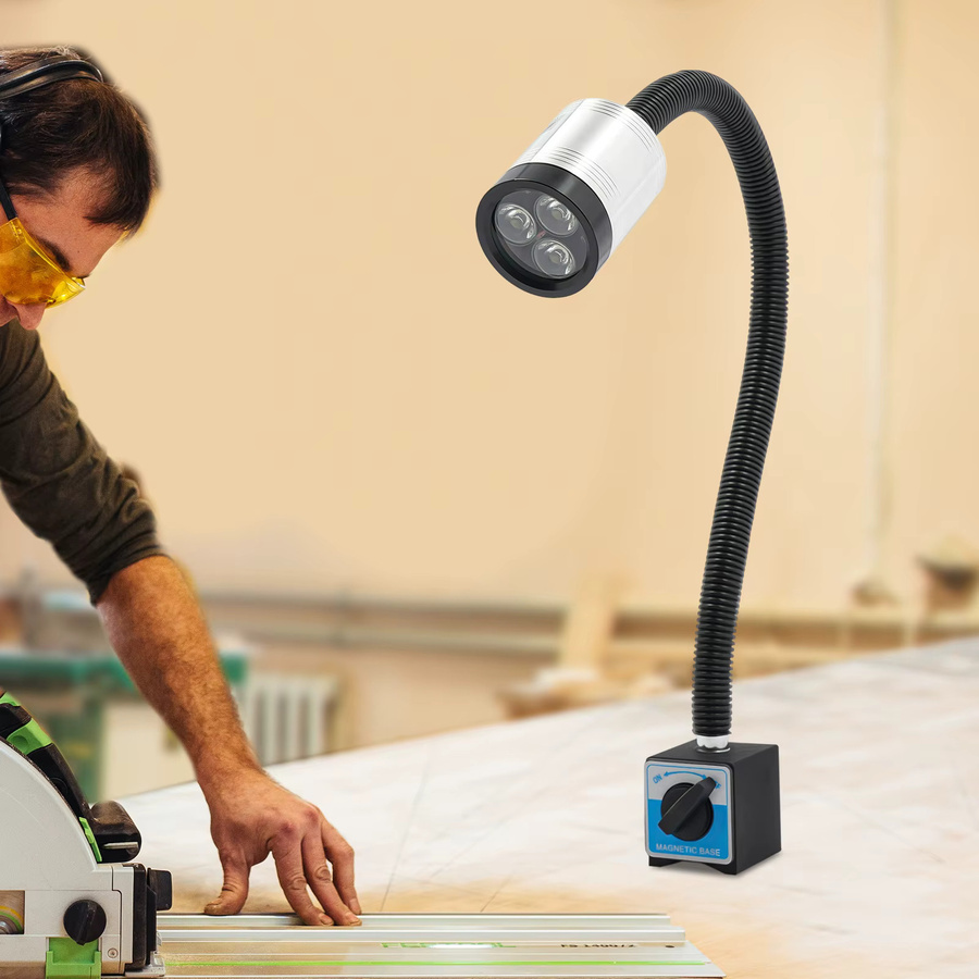 Flexible LED Arbeitsleuchte aus eloxiertem Aluminium mit Magnetfuß, 6W, Silber/Schwarz, Rohrlänge: 50 cm, Adapterlänge: 133 cm - Bild 3