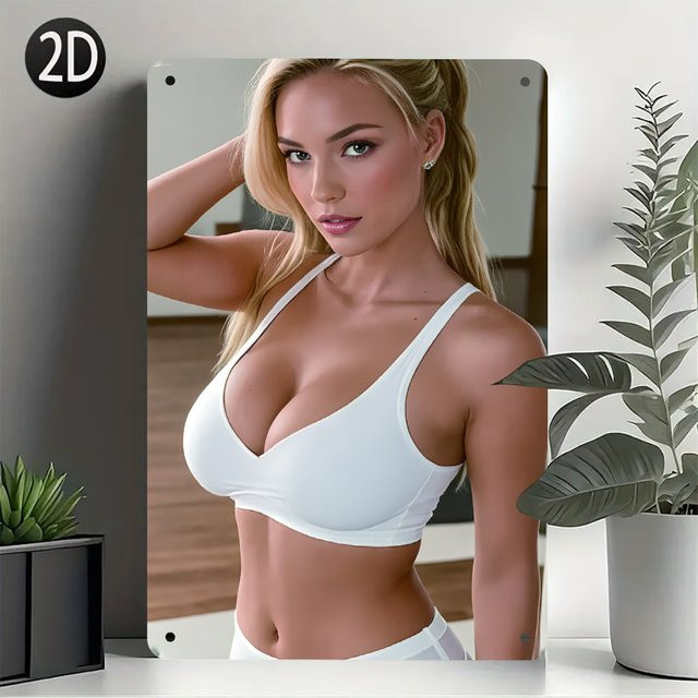CIFBUY Vintage 2D Metall-Wandkunst Beauty & Sexy, rahmenlose Retro-Wanddekoration, Mehrfarbig, Breite: 20,32 cm - Bild 1