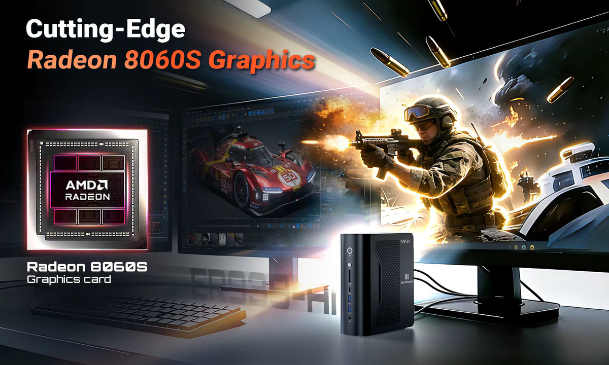 MINIX ER939-AI PRO Gaming Mini-PC in Schwarz mit AMD Ryzen AI Max+ 395, Radeon 8060S Grafik, 128GB LPDDR5, 2TB SSD, Wi-Fi 7 und USB4-Unterstützung - Bild 2