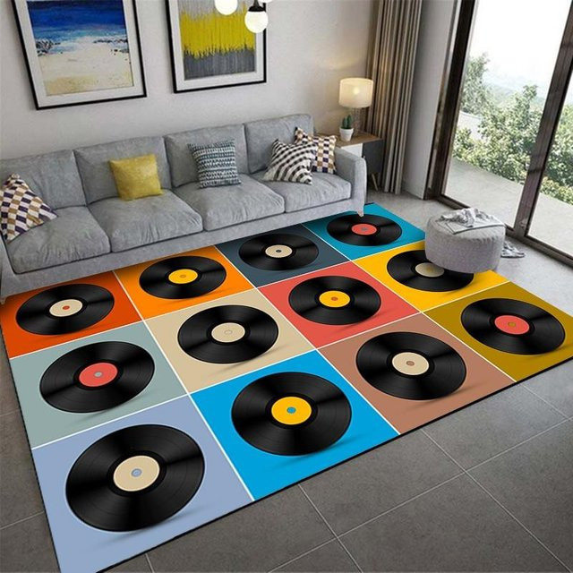BC-Warm Home Vinyl Schallplatte Teppich in Grau, rutschfest und modern, B/T: 40 x 60 cm - Bild 1