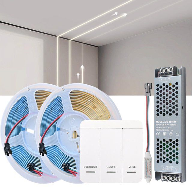 CENFAYA COB LED Streifen mit Fließendes Wasser Effekt, 24V, Dimmbar, White 6000K, Inklusive RF Wand Panel Fernbedienung - Bild 1