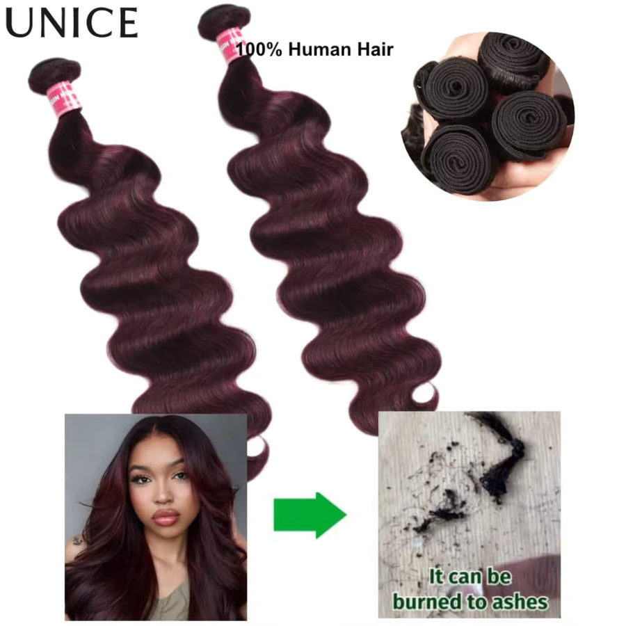 UNice Black Cherry Body Wave Echthaar-Bündel, 100 g pro Bündel - Bild 5