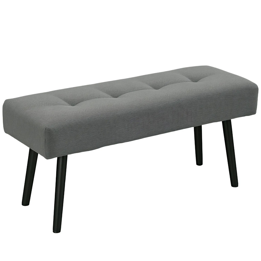HOMCOM Polsterbank mit Cordbezug in Grau, getuftete Sitzbank mit modernem Design, B/T/H: 100 x 36 x 45 cm - Bild 2