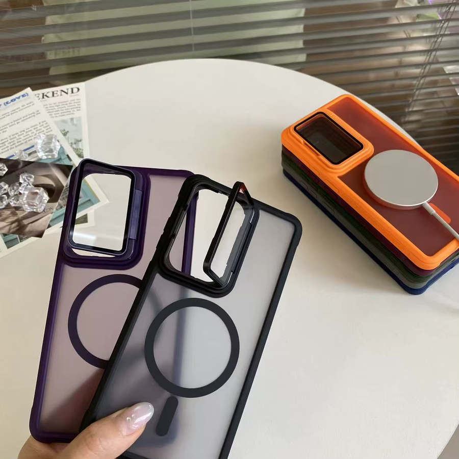 Magnetische Samsung Schutzhülle aus Glas und Metall mit Linsenschutz und MagSafe Kompatibilität in Grau für S26 S25 S24 S23 Ultra Plus FE - Bild 1