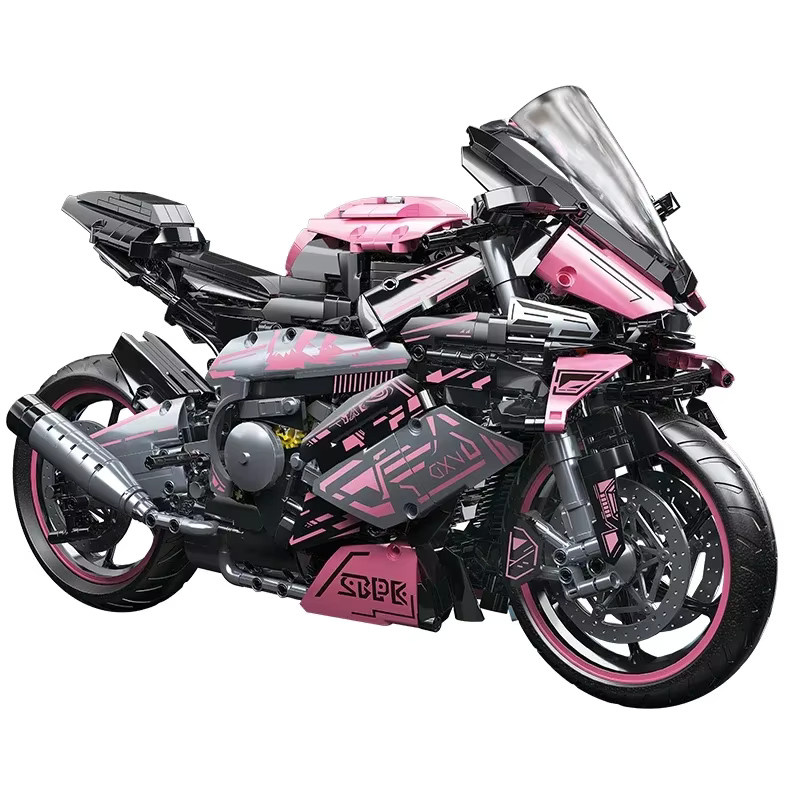 KAVOWORLD Tech MOC Motorrad-Modell, 1:5 Maßstab, Rosa, 2096 Teile - Bild 5