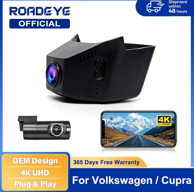 CARBAOHUI Plug-and-Play Dashcam in 4K UHD für Volkswagen VW Passat B8 Allspace Atlas Golf 7/8 Arteon Sharan Magotan und Skoda Seat, Schwarz - Bild 1