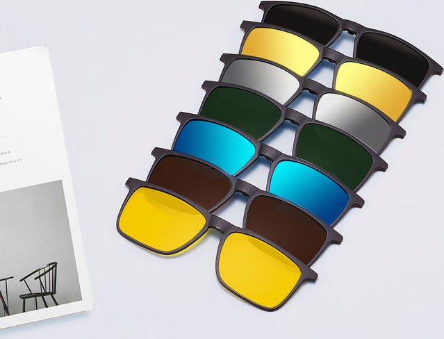 VIPA Clip-On Sonnenbrille, quadratisch, Vollrand, Kunststoff, Unisex, schwarz - Bild 1