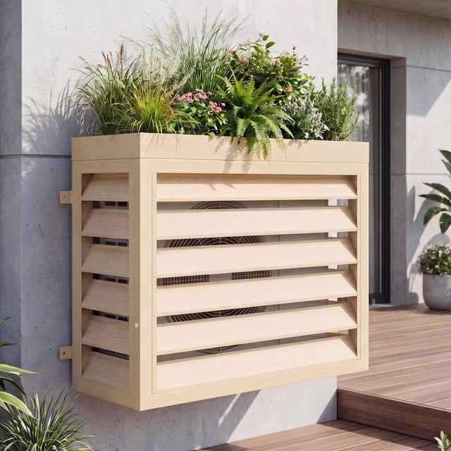 Klimaanlagenverkleidung MCW-O43 mit Pflanzkasten aus Metall in Eiche-Optik, B/T/H: 80 x 38 x 97 cm - Bild 1