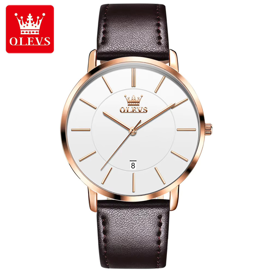 OLEVS Armbanduhr Quarz, Lederarmband, Herren - Bild 7
