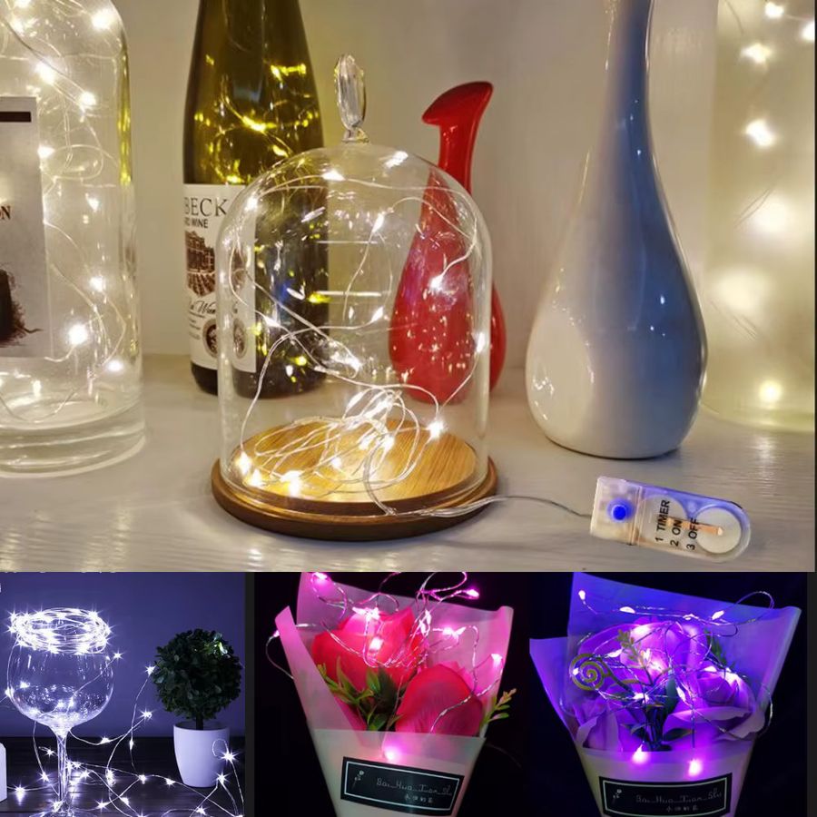 XUNATA LED-Lichterkette mit Ein-Aus-Schalter für Hochzeit, Garten und Weihnachtsdekoration in Warm Rot Grün Blau, verfügbar in 1m, 2m oder 4m Länge - Bild 3