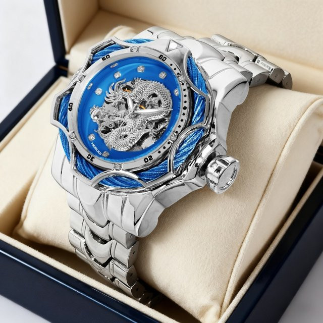 MEIRUIQI Armbanduhr, Automatik, Edelstahl, Blau, Herren - Bild 1