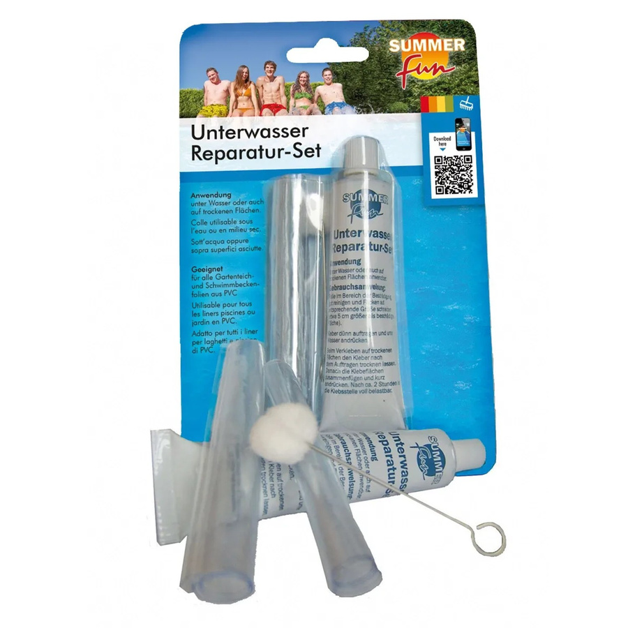 Summer Fun Unterwasser-Reparatur-Set für Stahlwand- und Styroporbecken aus transparentem PVC mit Kleber und zwei Folienstreifen - Bild 2