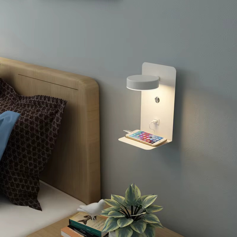 Moderne LED Wandleuchte von Ramalho mit USB-Ladefunktion und Schalter für Schlafzimmer, Wohnzimmer oder Flur in Schwarz oder Weiß - Bild 2