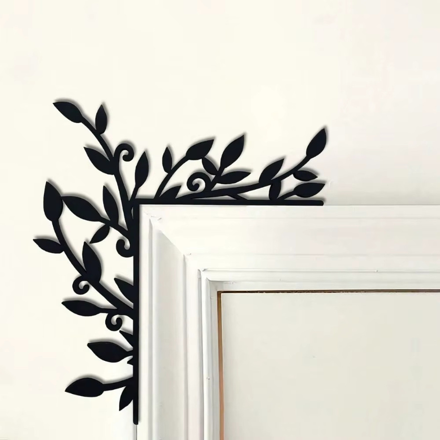 CIFBUY Wandkunst aus Metall in Schwarz als elegante Pflanzentür-Eckwanddekoration für Garten, Wohnzimmer oder Schlafzimmer - Bild 2