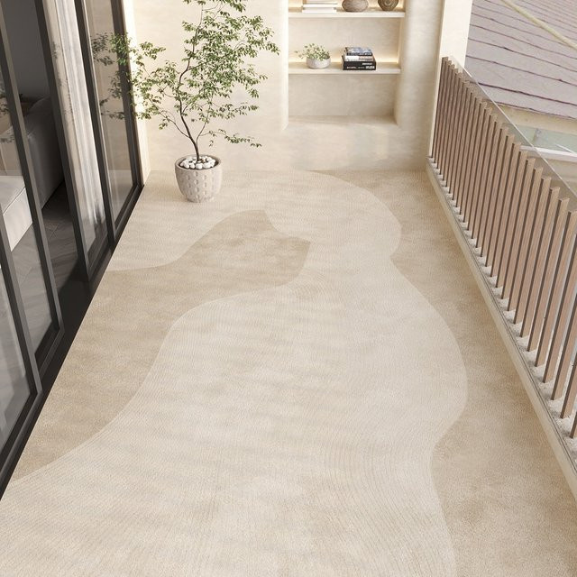 Wasserdichter Teppich von facaishu in Beige, rutschfeste Bodenmatte aus PVC-Leder für Balkon, Garten oder Küche - Bild 1