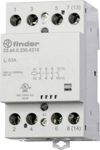 Finder Installationsschütz 22.64.0.230.4717 mit 3 Schließern und 1 Öffner, 230 V/AC, 240 V/AC, Weiß - Bild 1