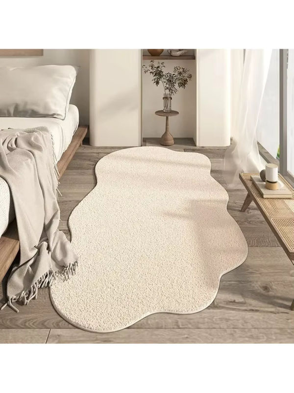 VIKAMA Wabi-Sabi Shaggy Teppich in Off-White mit unregelmäßiger Textur und rutschfester Unterseite für Wohnzimmer und Schlafzimmer - Bild 4