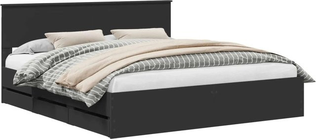 vidaXL Bettrahmen mit Schubladen in Schwarz, modernes Design aus Holzwerkstoff, B/T/H: 180 x 200 x 90 cm - Bild 1