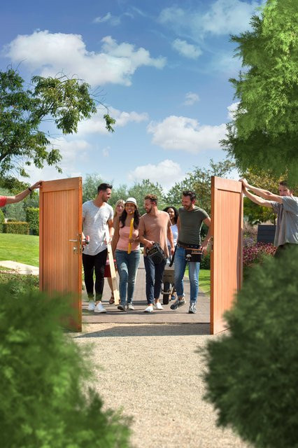 Gartentor Bangkirai in Holzoptik B: 300 cm, H: 180 cm - Bild 1