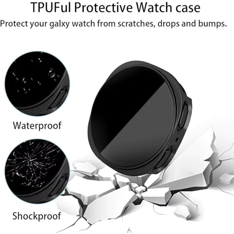 Mptionx Sichtschutzglas + Hülle für Samsung Galaxy Watch 8, Schwarz - Bild 4