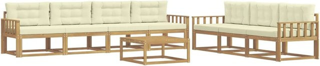 vidaXL Outdoor-Sofagarnitur aus Akazienholz mit Kissen in Weiß und Beige - Bild 1