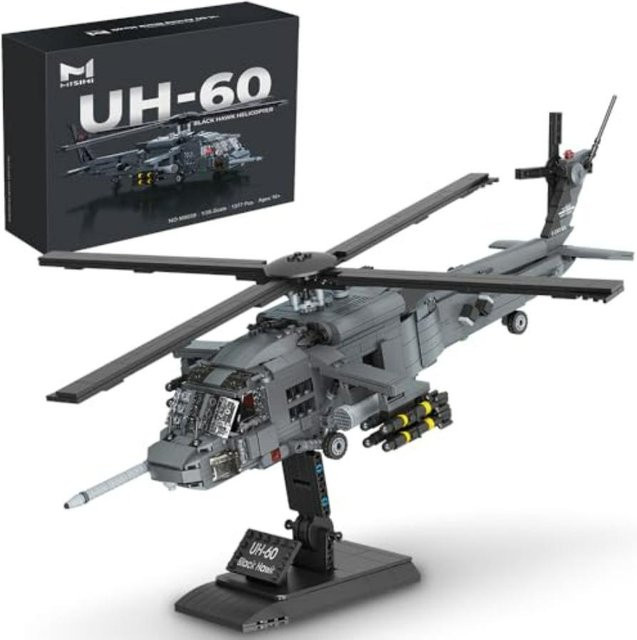 Linyi toy Uh-60 Falke Hubschrauber Armee 1:35 Schwarz Set - Bild 1