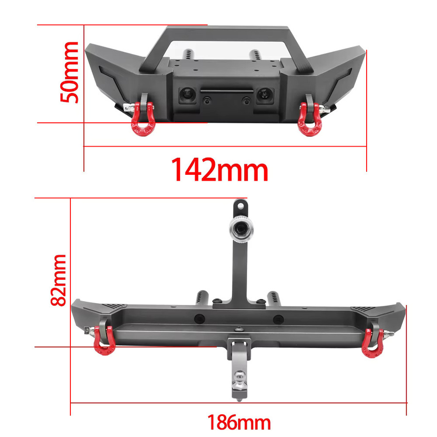Axial Jeep Gladiator JLU Wrangler Upgrade-Teile, Metall-Stoßstange vorne und hinten, mit LED-Leuchten, 1:10 - Bild 2