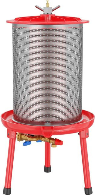 Wiltec Hydropresse aus Edelstahl für Obst, Most und Wein, 20 l, Silber/Rot - Bild 1