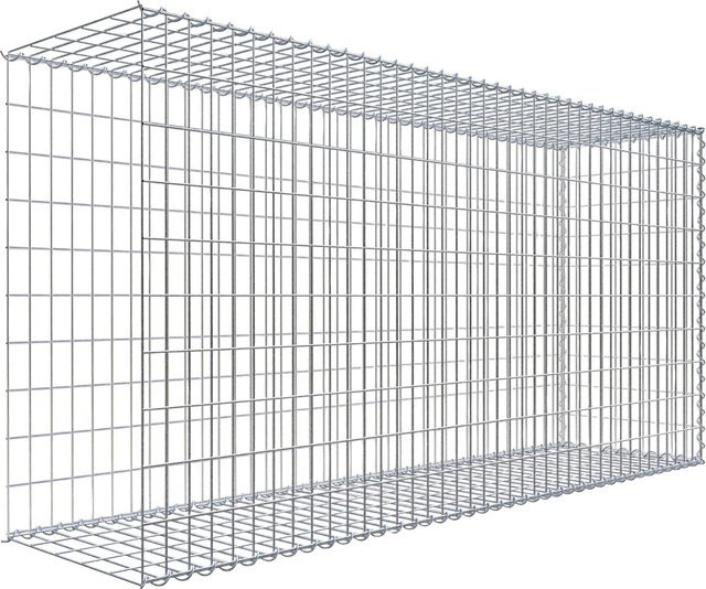 Gabiona Gabione-Anbaukorb Typ 2 aus Stahl in Silbergrau, B/T/H: 100 x 200 x 50 cm, Maschenweite 5 x 10 cm - Bild 1