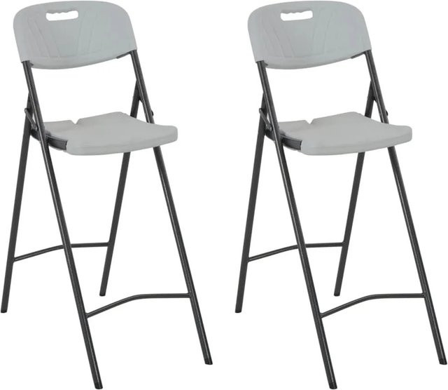 Set aus 2 klappbaren Barstühlen von vidaXL aus HDPE und pulverbeschichtetem Stahl in Weiß - Bild 1