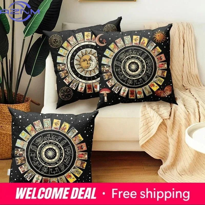 Dekokissen mit Astrologie Tarot Design in Multicolor, Kissenbezug aus Peach Skin für Sofa und Schlafzimmer, B/B/H: 18 x 18 x 18 cm - Bild 2
