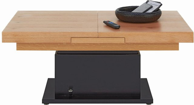 Mömax Couchtisch Based 2 in 1 in Schwarz und Eichefarben mit Lift-Mechanismus und höhenverstellbarer Tischplatte, Rechteckig - Bild 1