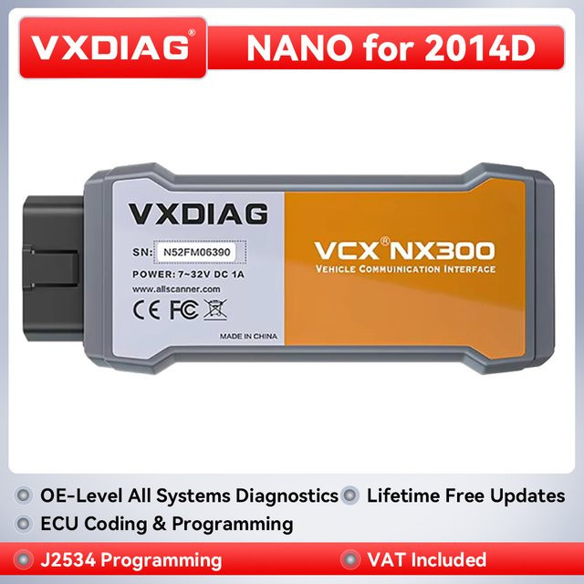 VXDIAG VCX NANO Auto-Diagnosegerät NX300 J2534 OBD2 Scanner in Grau für Programmierung, Codierung und Alle-Systeme-Diagnose mit Aktivem Test - Bild 1
